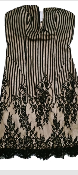 GUESS Black Lace Bodycon Strapless Vacation Dress - Picture 2 of 12